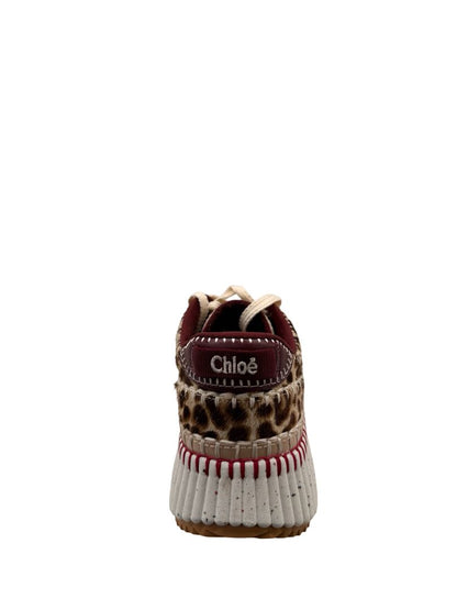 Chloe Leopard Calf Hair Ribbed Platform Sneakers. Size: 39