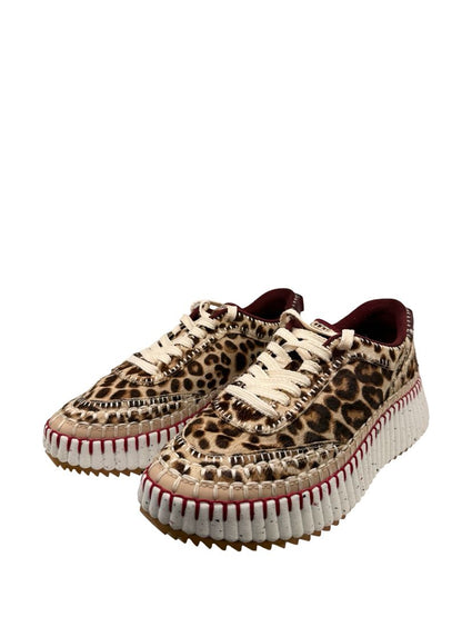 Chloe Leopard Calf Hair Ribbed Platform Sneakers. Size: 39