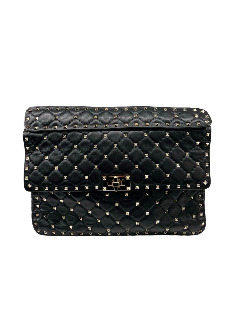 Valentino Garavani Black Rockstud 'Spike' Handbag. Size: Medium
