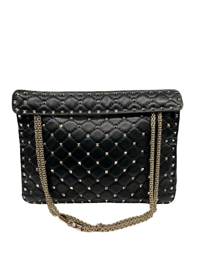 Valentino Garavani Black Rockstud 'Spike' Handbag. Size: Medium