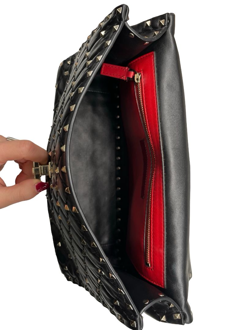Valentino Garavani Black Rockstud 'Spike' Handbag. Size: Medium