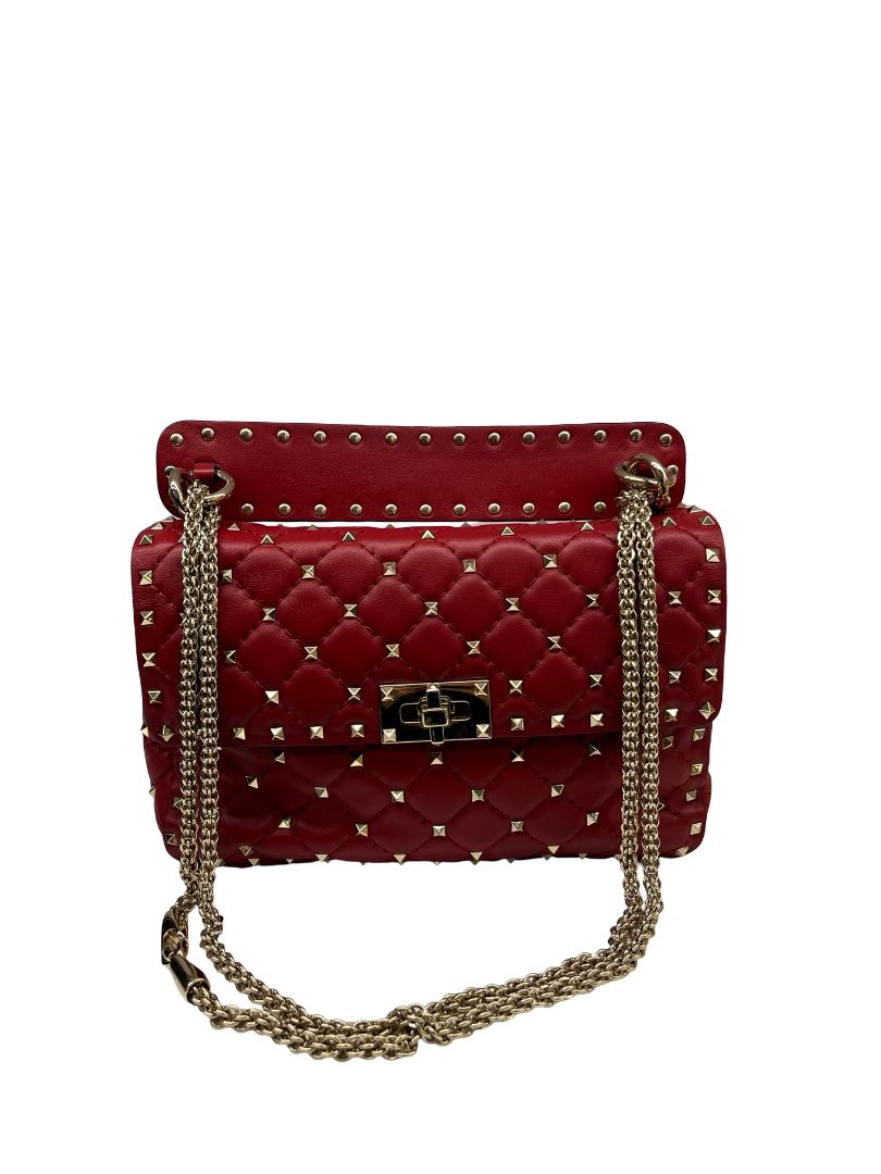 Valentino Garavani Red Rockstud 'Spike' Handbag. Size: Small
