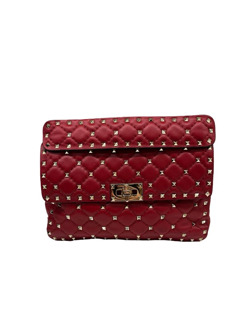 Valentino Garavani Red Rockstud 'Spike' Handbag. Size: Small