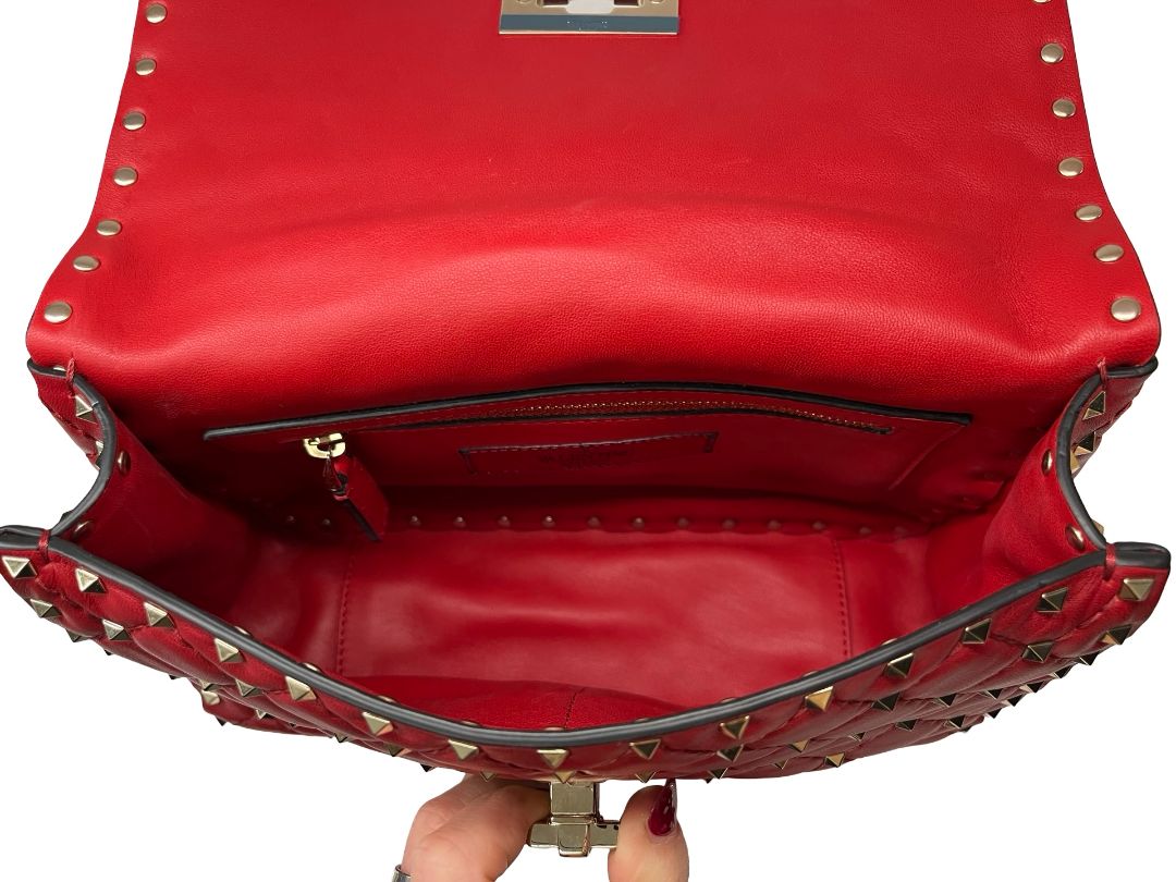 Valentino Garavani Red Rockstud 'Spike' Handbag. Size: Small