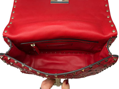 Valentino Garavani Red Rockstud 'Spike' Handbag. Size: Small