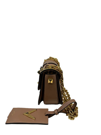 Valentino Garavani Biege Rockstud Leather Flap Shoulder Bag