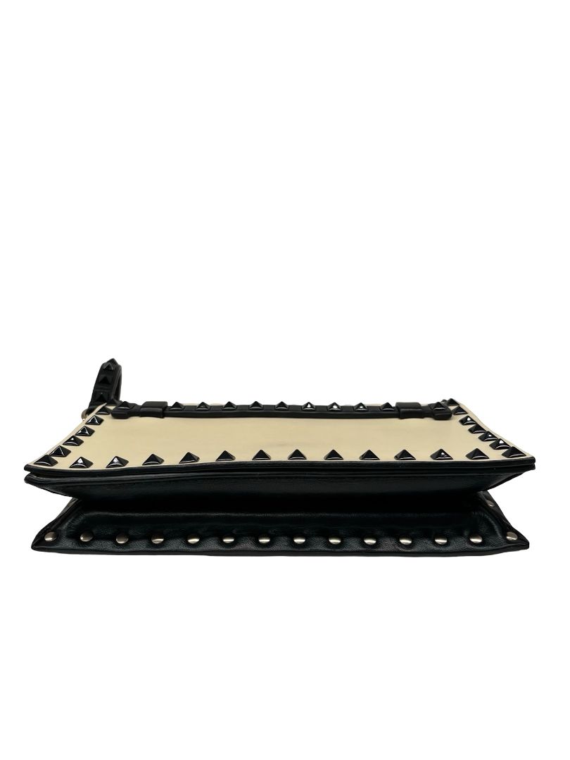 Valentino Garavani Ivory/Black RockStud Clutch Wallet.