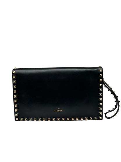 Valentino Garavani Black Rockstud Large Clutch.