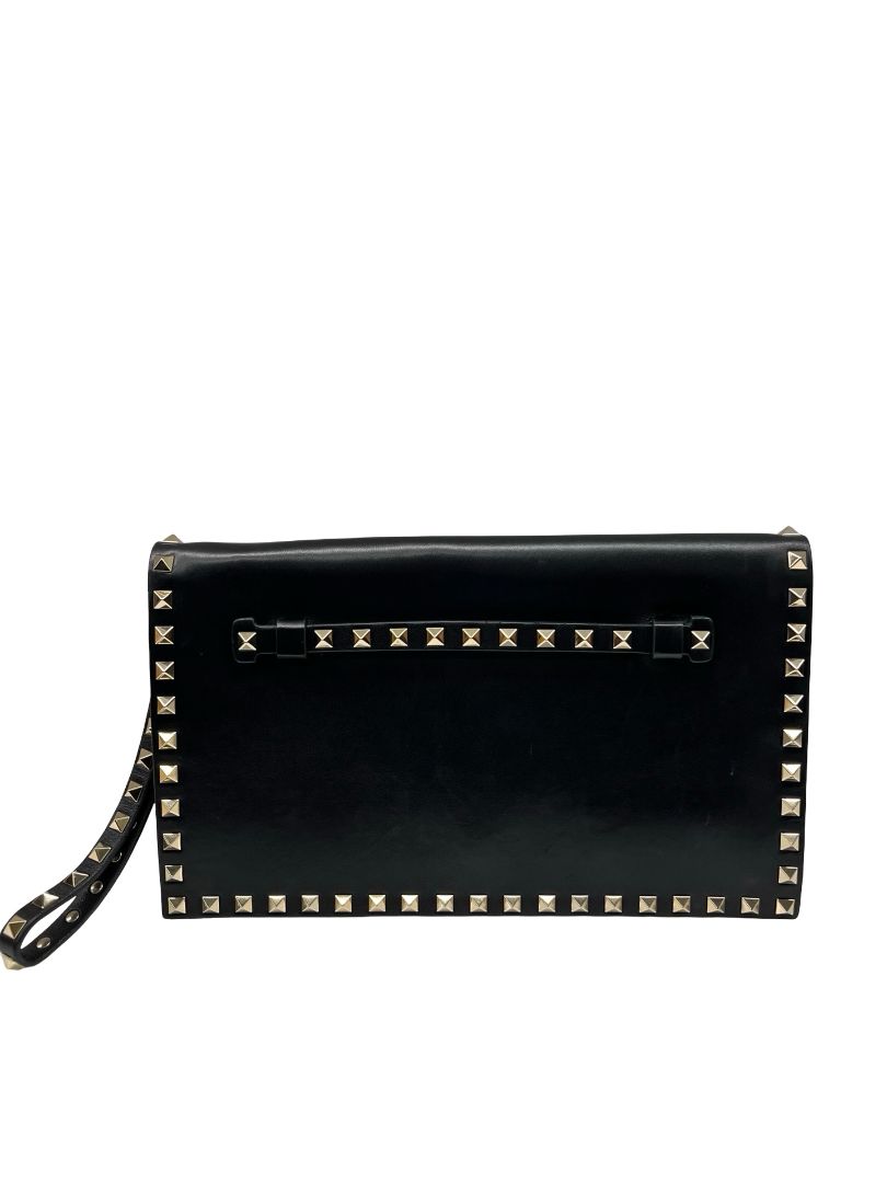 Valentino Garavani Black Rockstud Large Clutch.