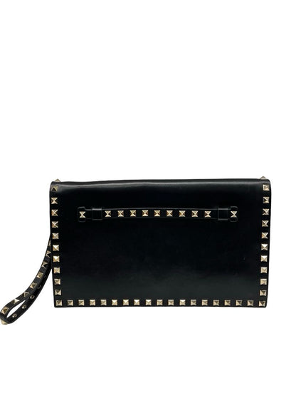 Valentino Garavani Black Rockstud Large Clutch.