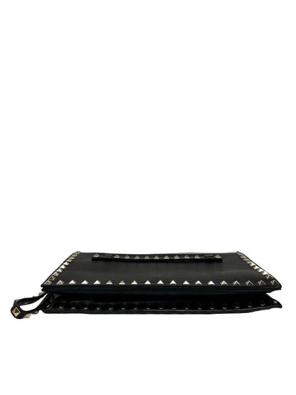 Valentino Garavani Black Rockstud Large Clutch.