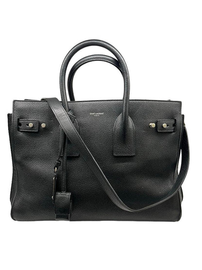 Saint Laurent Black 'Sac de Jour' Supple Leather Handbag. Size: Medium
