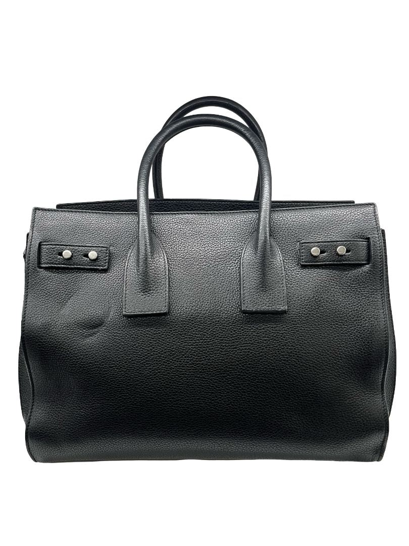 Saint Laurent Black 'Sac de Jour' Supple Leather Handbag. Size: Medium