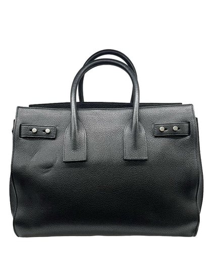 Saint Laurent Black 'Sac de Jour' Supple Leather Handbag. Size: Medium