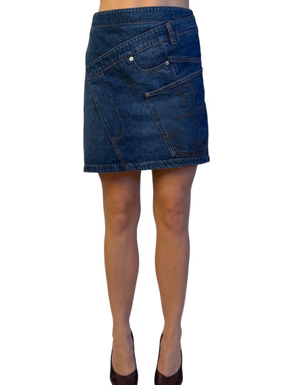 JW Anderson Blue wash Twisted Denim Mini Skirt. Size: 12