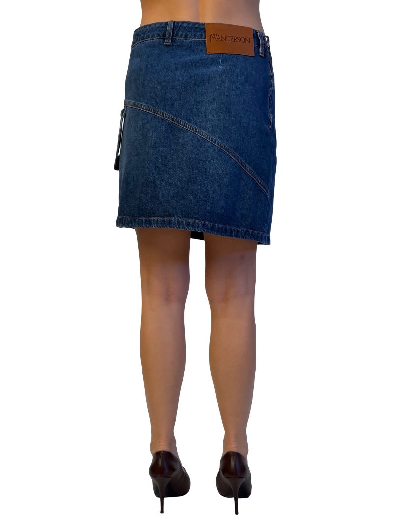 JW Anderson Blue wash Twisted Denim Mini Skirt. Size: 12