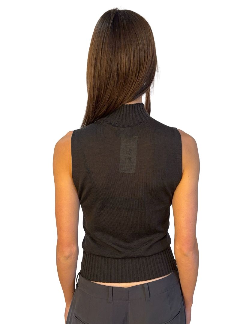 Giorgio Armani Brown Cashmere Mock Neck Sleeveless Top. Size: 44
