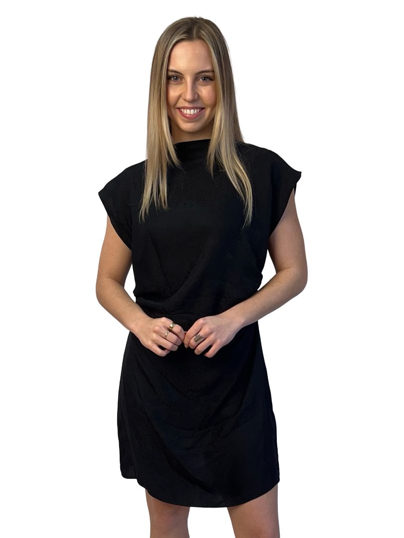 Scanlan Theodore Black Silk Draped Top. Size: 12
