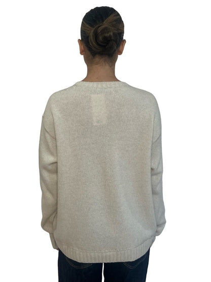 Moncler Cream Wool Logo Patch Sweater. Size: S