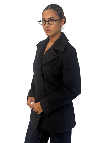 MaxMara Grey Wool Double Breasted Pea Coat. Size: 34