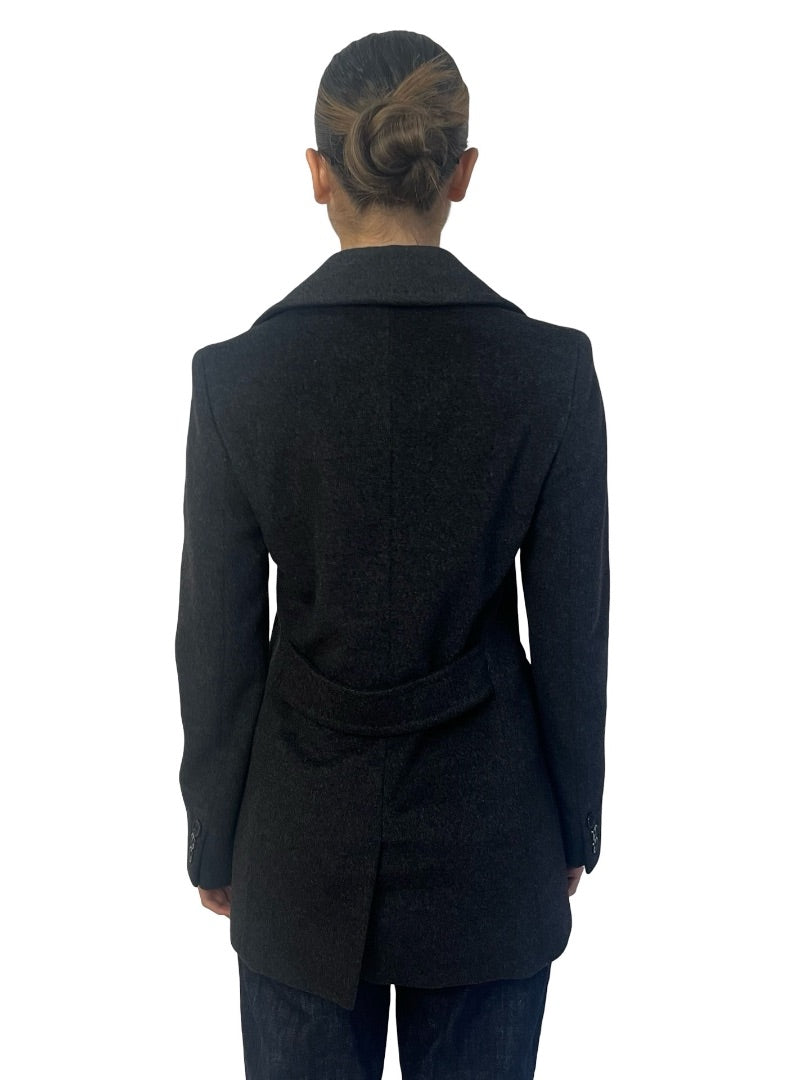 MaxMara Grey Wool Double Breasted Pea Coat. Size: 34