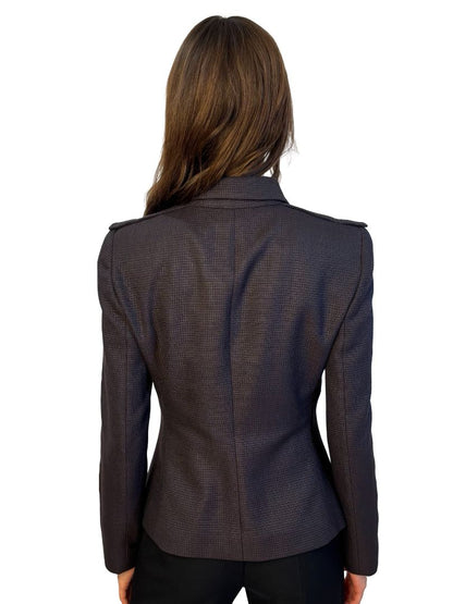 Giorgio Armani Grey Silk/Wool Blend Woven Jacket. Size: 44