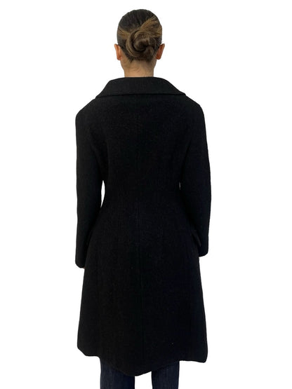 Prada Black 2009 Double Breasted Wool Hourglass Coat. Size: 38
