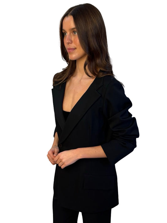Y's Yohji Yamamoto Black Asymmetric Wool Blazer. Size: 5