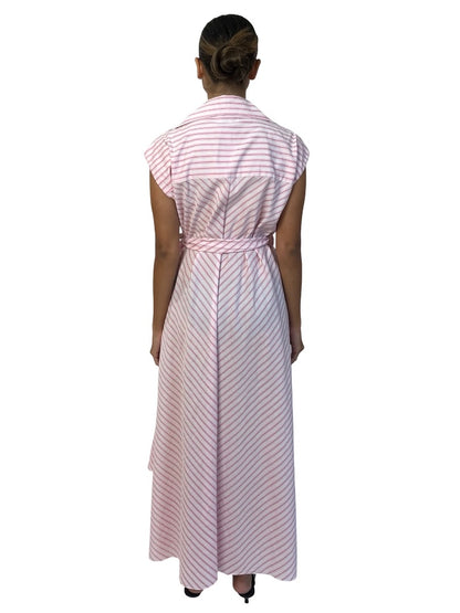 Scanlan Theodore Pink Stripe Cotton Wrap Dress. Size: 8