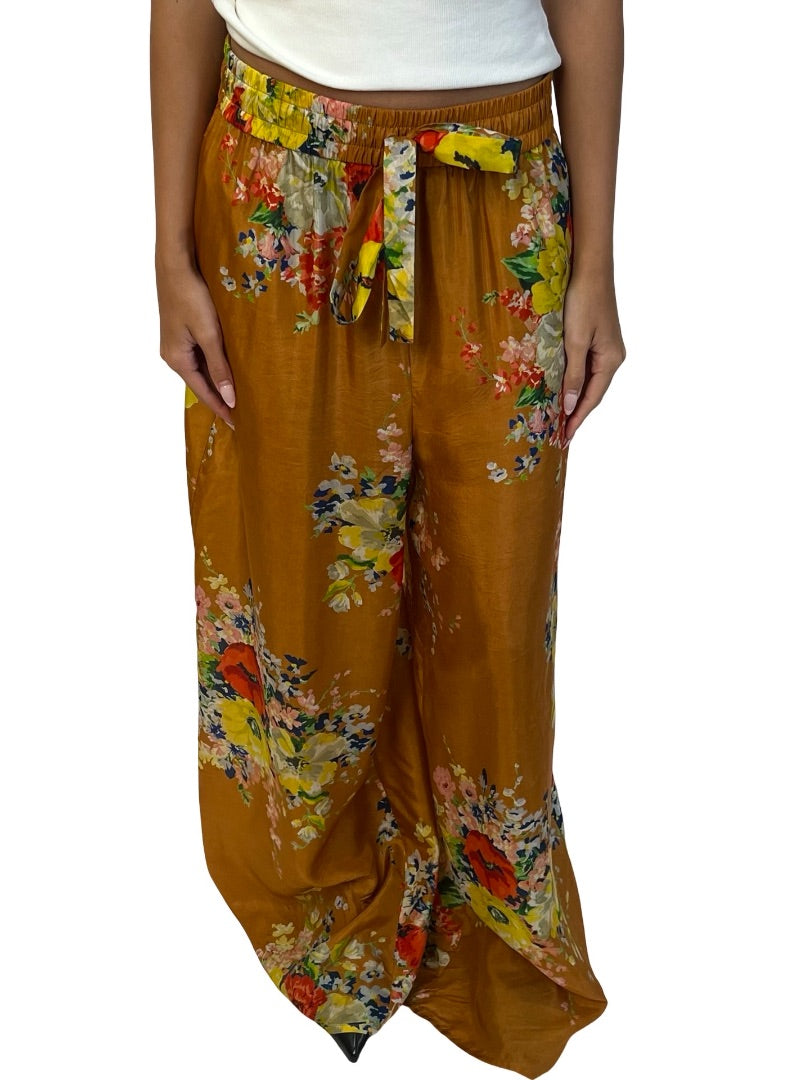 Zimmermann Orange Floral Silk Pants. Size: 1