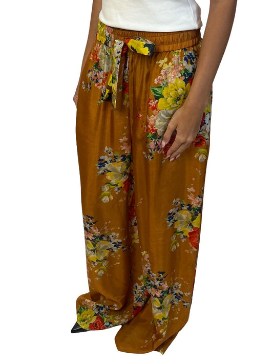 Zimmermann Orange Floral Silk Pants. Size: 1