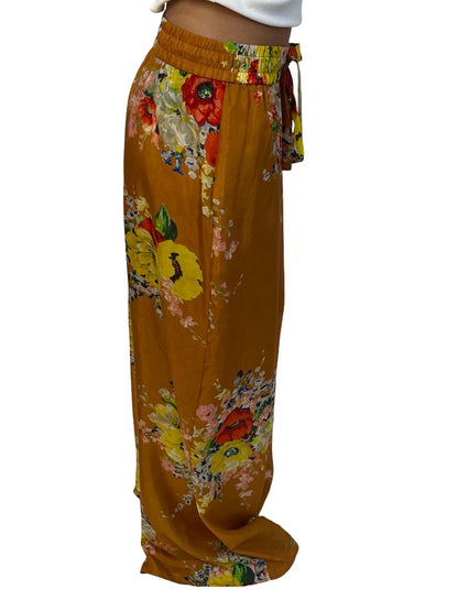 Zimmermann Orange Floral Silk Pants. Size: 1