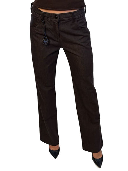 Giorgio Armani Brown Jeans w/ Leather Accents & Logo. Size: 27
