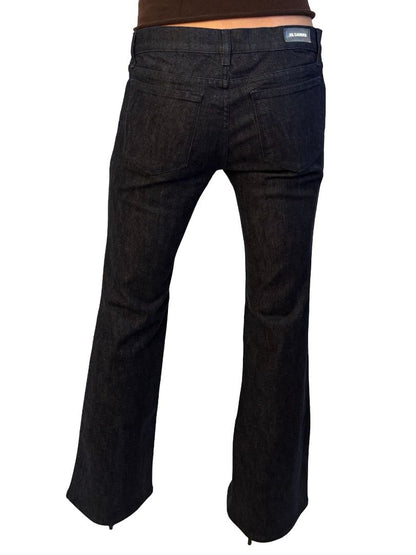 Jil Sander Navy Dark Wash Flare Leg Denim Jeans. Size: 28