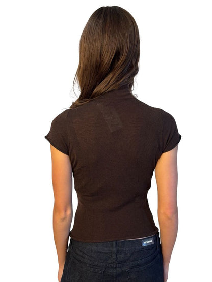 Giorgio Armani Brown Cashmere Stretch Turtle Neck. Size: 42