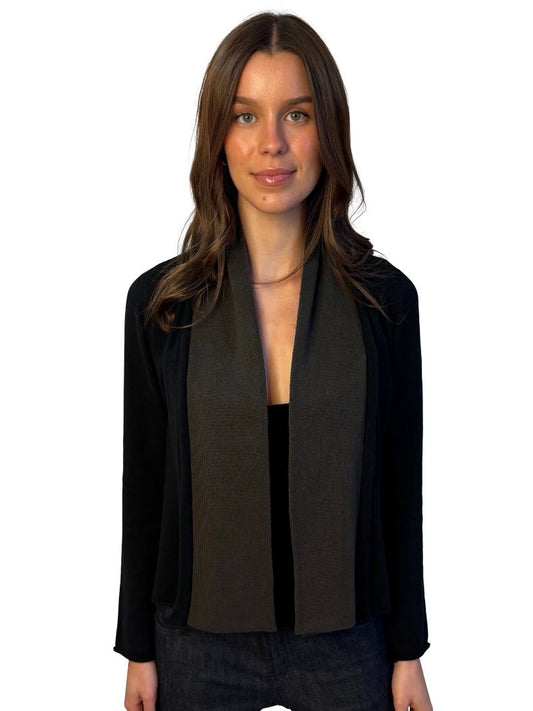 Giorgio Armani Black / Brown Cashmere Dual Tone Cardigan. Size: 42