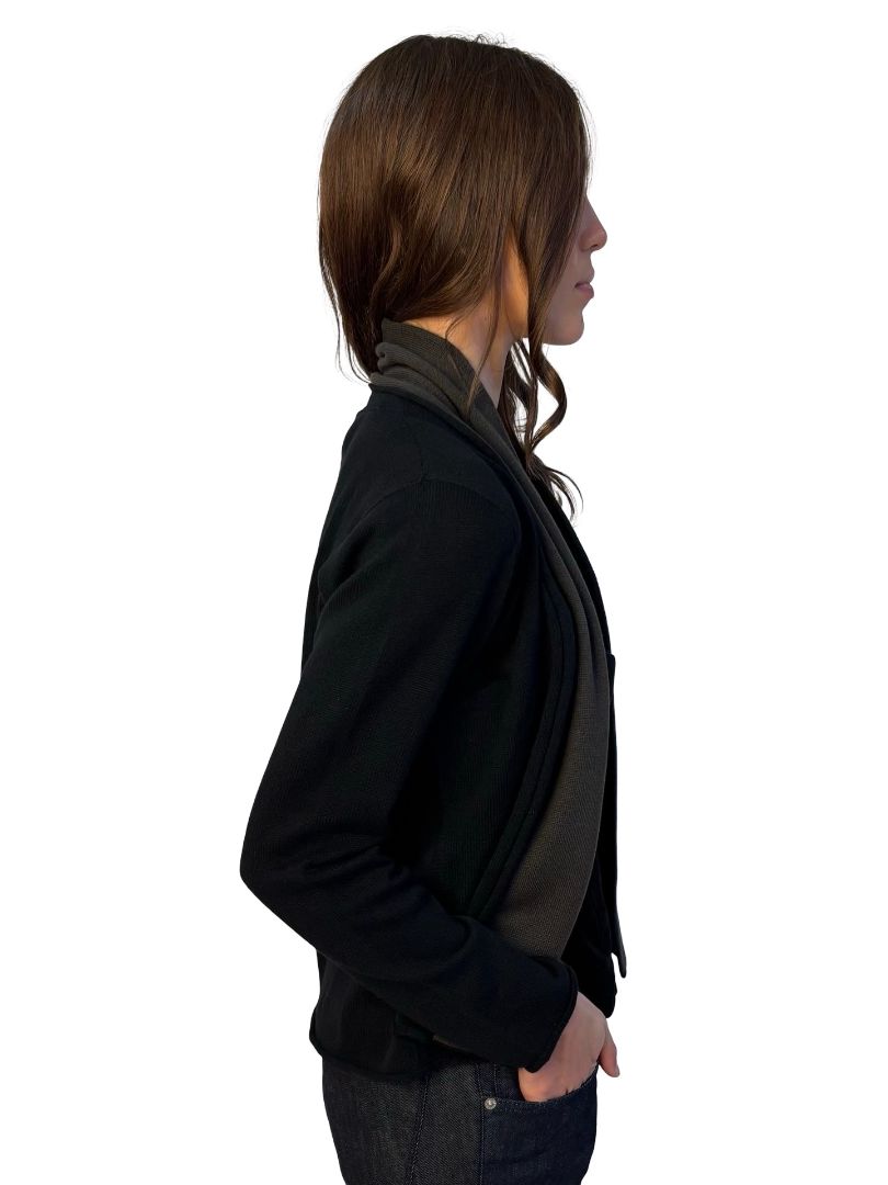 Giorgio Armani Black / Brown Cashmere Dual Tone Cardigan. Size: 42