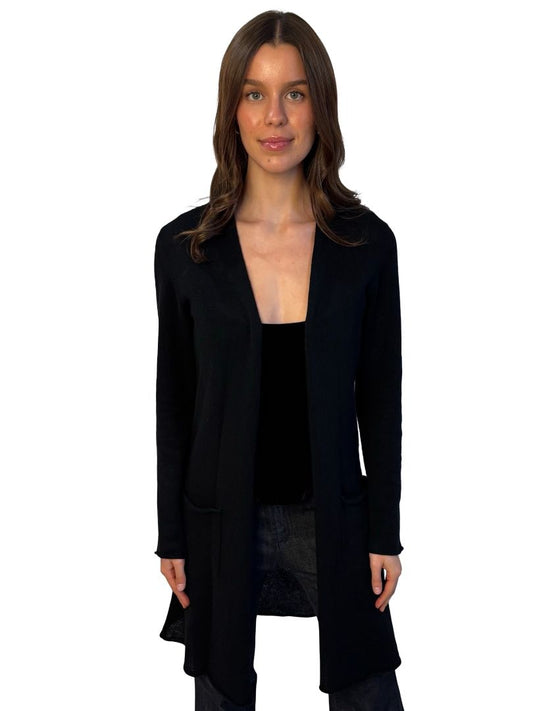 Villa Gaia Black Long Cashmere Cardigan. Size: L