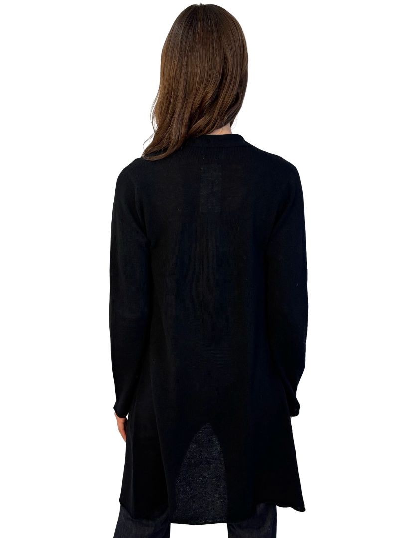 Villa Gaia Black Long Cashmere Cardigan. Size: L