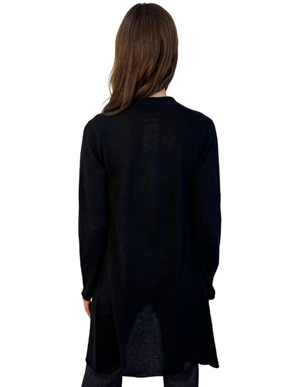 Villa Gaia Black Long Cashmere Cardigan. Size: L