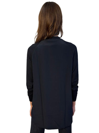 MaxMara Navy Silk / Cotton Cardigan w/ Long Silk Back. Size: M