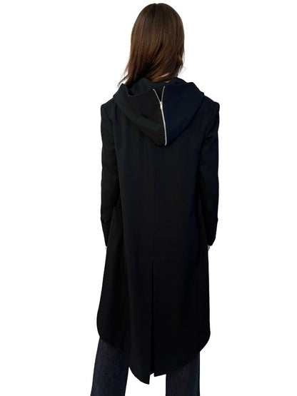 Y's Yohji Yamamoto Black Wool Hooded Coat. Size: 3