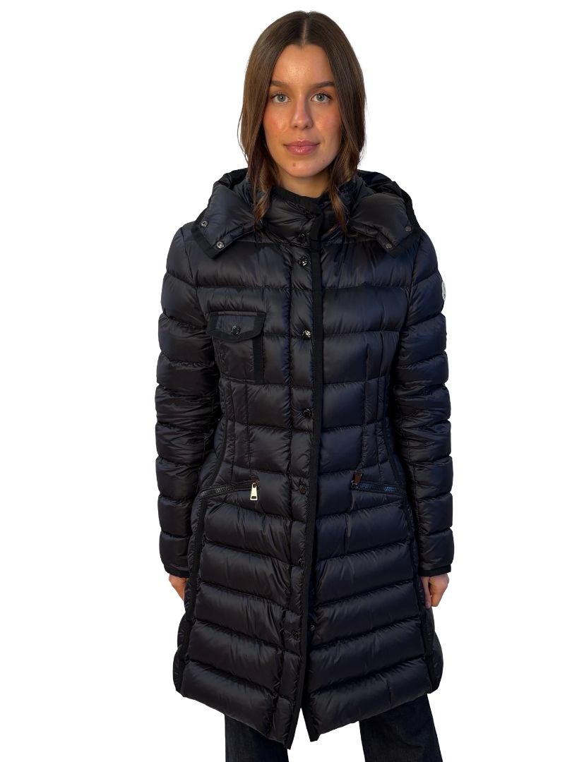 Moncler Black 'Hermine' Long Down Puffer Coat. Size: M/L