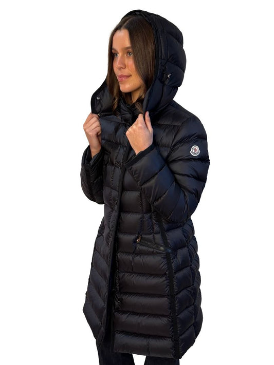 Moncler Black 'Hermine' Long Down Puffer Coat. Size: M/L