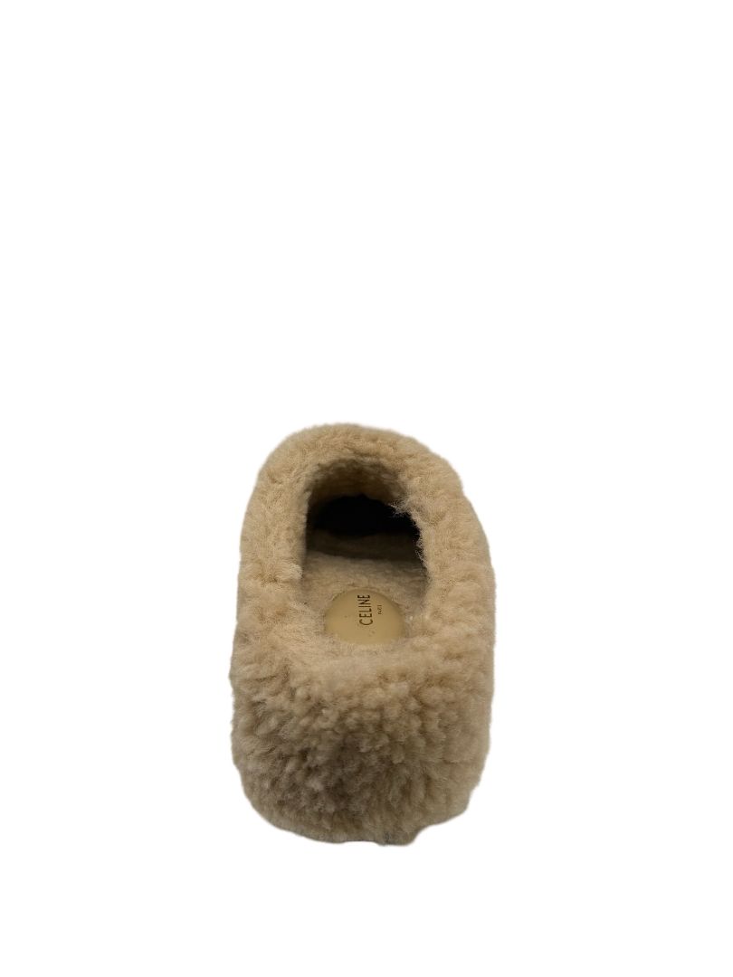 Celine Cream Spring 2023 Shearling Mule. Size: 36