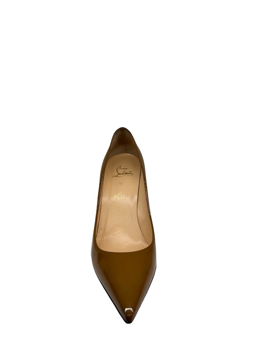 Christian Louboutin Camel 'Decollete' Patent Pumps. Size: 39