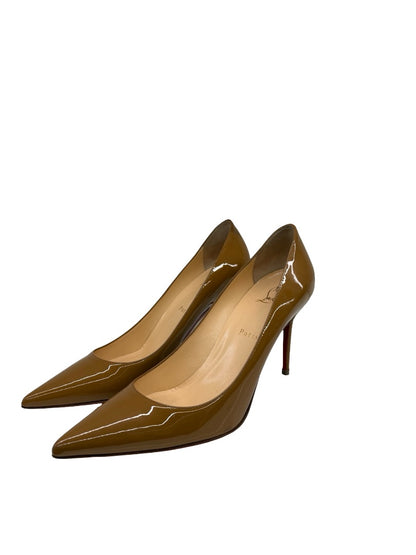 Christian Louboutin Camel 'Decollete' Patent Pumps. Size: 39