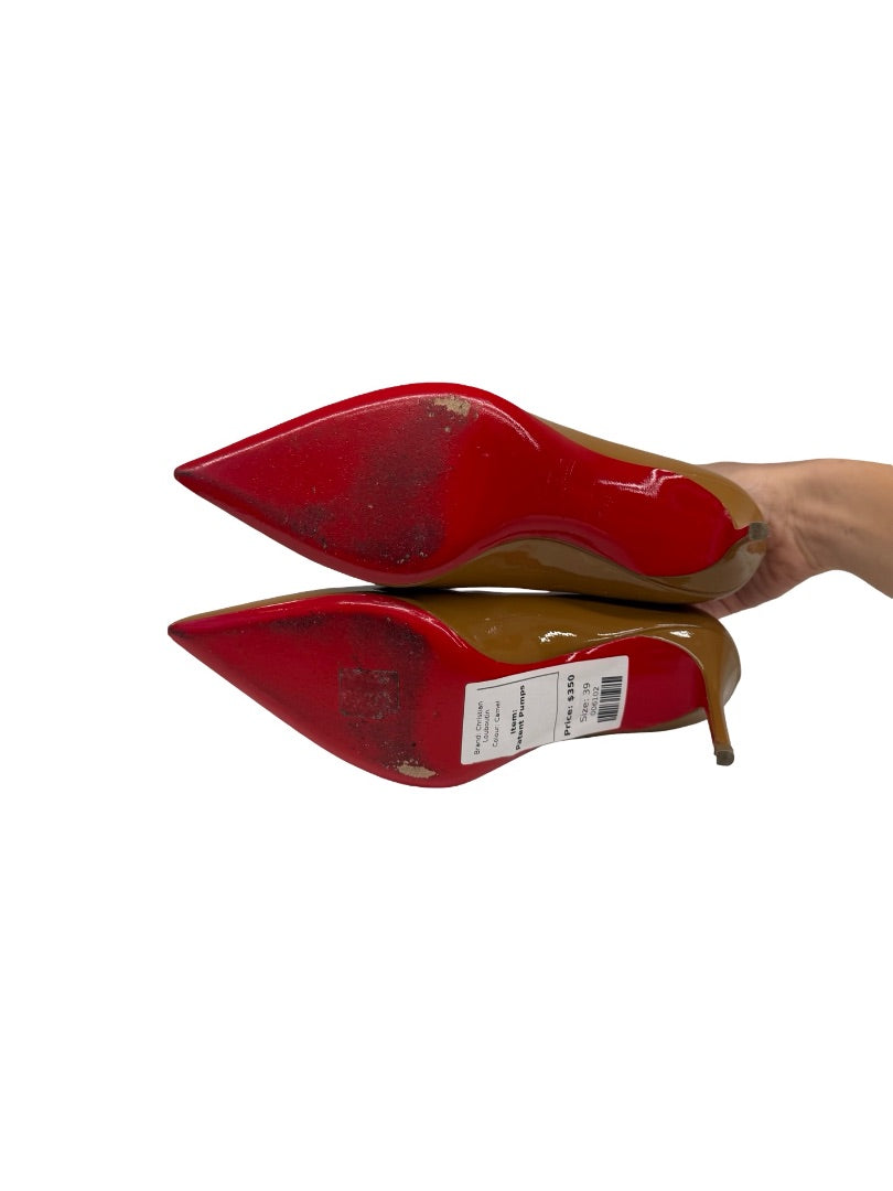 Christian Louboutin Camel 'Decollete' Patent Pumps. Size: 39