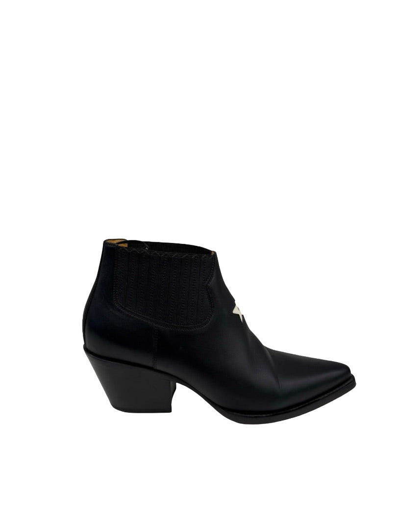 Christian Dior Black Leather 'L.A' Star Ankle Boots. Size: 39