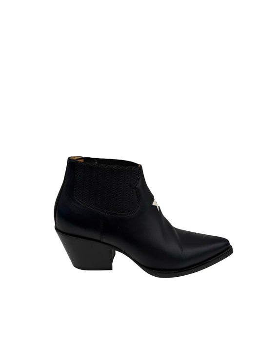 Christian Dior Black Leather 'L.A' Star Ankle Boots. Size: 39